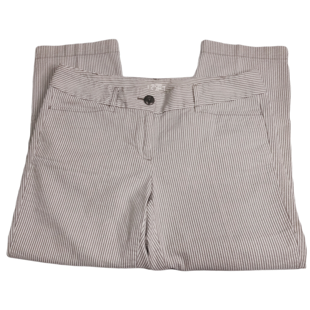 Ann Taylor Loft Dress Pants Women 4 White Gray Stripe Original Crop Academia